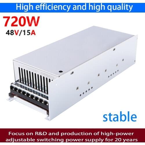 Power Supply 48V 15A DC Switching Power Supply 0-48V Full Range Adjustable 750W Industrial Control S-720-48 Light Transformer