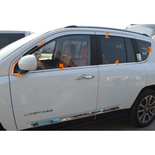 Stainless Steel 12PCS Full Window Frame Trim Cover For Jeep Compass 2011 2012 2013 2014 2015