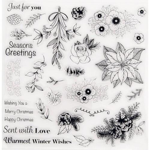 20.5x20.5cm Leaves Time Transparent Seal Clear Stamps Silicone Seal TPR Halloween Christmas Roller Stamps DIY Scrapbooking Card