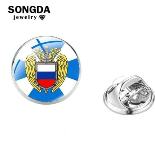 SONGDA Russia Emblem Pekhota Brooch Pin Trendy Metal Brooches On Clothes Glass Dome Badge Accessories Popular Jewelry Souvenirs