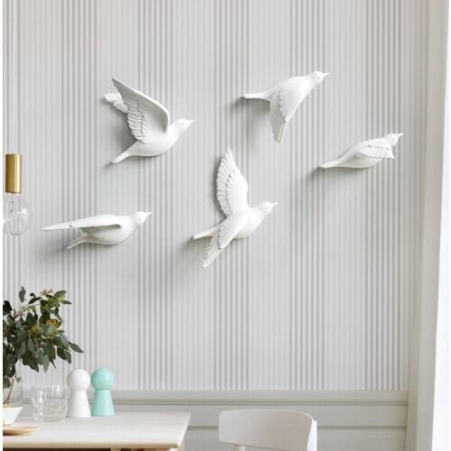 Living Room Animal Figurine Resin Birds Creative For Wall 3d StickerWall Murals tv Wall Background Decorative Home Decor Birds