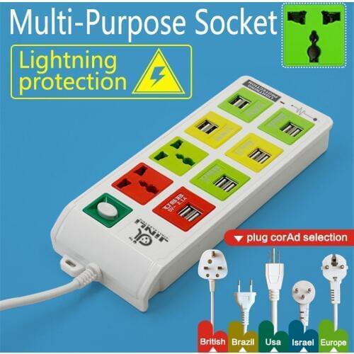 Smart Socket 2 Outlet+12 USB Outputs Power Strip with Lightning protection
