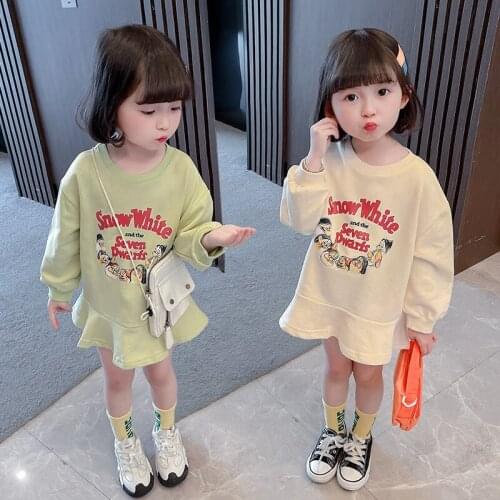 Celveroso 2021 spring and autumn long sleeve hoodie Korean version cute print cartoon skirt girls leisure long sleeve skirt