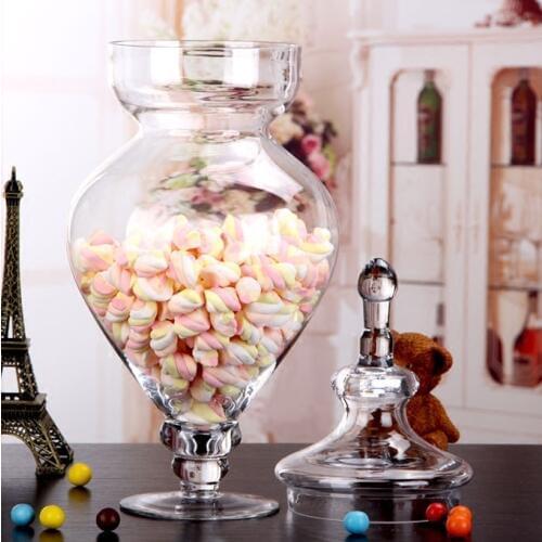 Vintage Glass Candy Jar Decorative Household Glass Storage Canister Kitchen Organizer Ornament Handicraft Accessories Furnishing