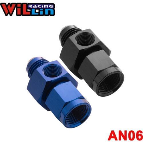 WILLIN - Aluminum AN06 (6AN) Male to Female 1/8" NPT Gauge / Sensor Side Port Adapter Black or Blue