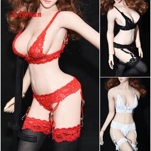1/6 Scale Female Lace Bra Garter Socks for 12 Inches Phicen Tbleague Seamless Body Figure