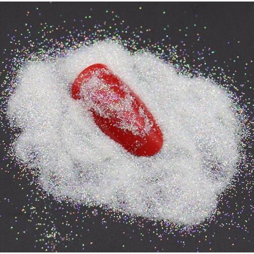 1Bag 10g Snow White Shiny Nail Glitter Powder Laser Acrylic Powder Sheets Nail Dust Tips Nail Art Decorations