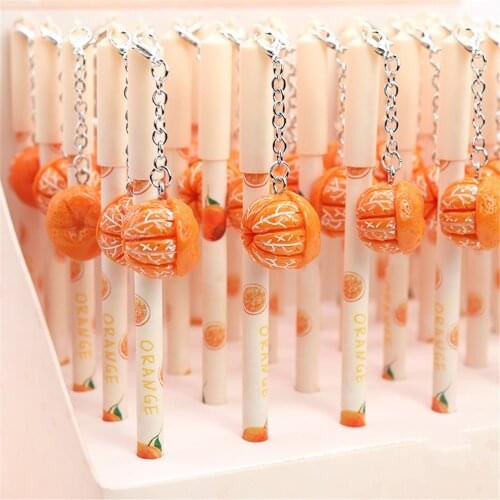 1pc Cute Fruit Gel Pen Kawaii Stationery 0.5mm Drinks Pendant Neutral Pen School Office Writing Tools Needle Pens Kids Gift