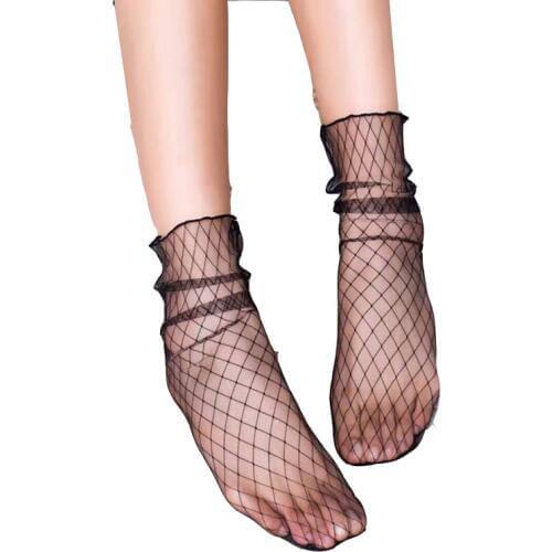 2018 Hot Sale New Fashion Sexy Girl Women Lady Soft Black lace Mesh Sheer Loose Short Ankle Novelty Dress Socks