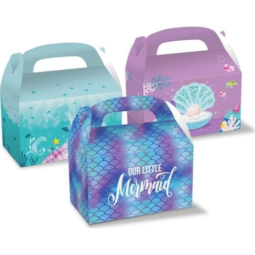 3pcs Colorful Mermaid Gift Bags Little Mermaid Party Supplies Kids Birthday Gifts Mermaid Favor Bag Candy Boxes Baby Shower