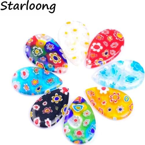 5pcs/lot 14*23mm many colors mixed Saika water drop lampwork glazed glass beads with hole for DIY necklace jewelry making