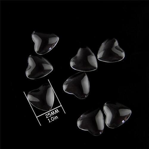 50pcs Heart 1.0 Inch Flat Back Clear Crystal Cabochon DIY Charm Pendant Necklace Jewelry Making New
