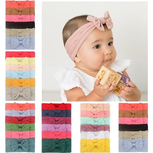 6pcs Newborn Headbands Toddler Solid colorTurban Headband Hair Band Bow Lovely Accessories Baby Girls baby hair accessories