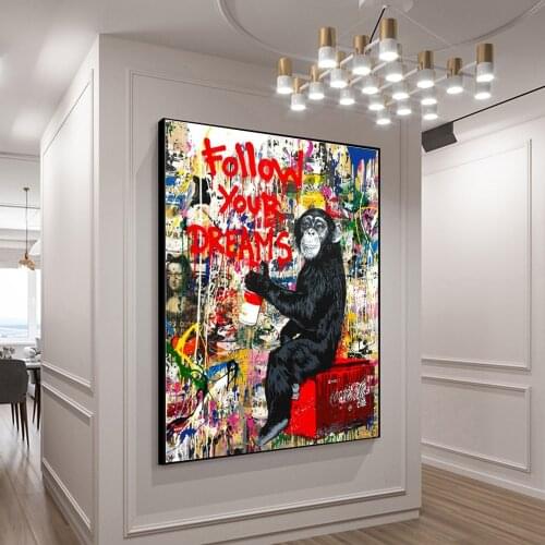 Abstract Style Street Graffiti Art "Follow Your Dreams" Canvas Paintings Posters And Prints Cuadros Wall Art for Home Decoration