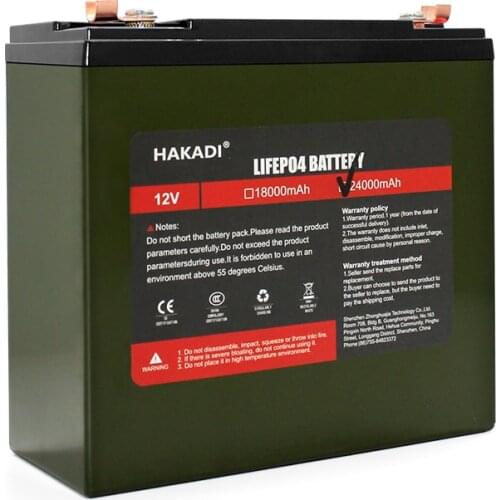 HAKADI 12V 24Ah Rechargeable LiFePO4 Battery Long Cycle Life With 14.6V 4A Charger For Outdoor Power Supply Emergency Equipment