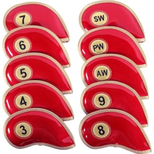 Golf Accessories Iron Head Covers Club Water-resistant PU Leather Fit Golf Club Head Cover 10 Pcs Durable Golf Head Cover Set