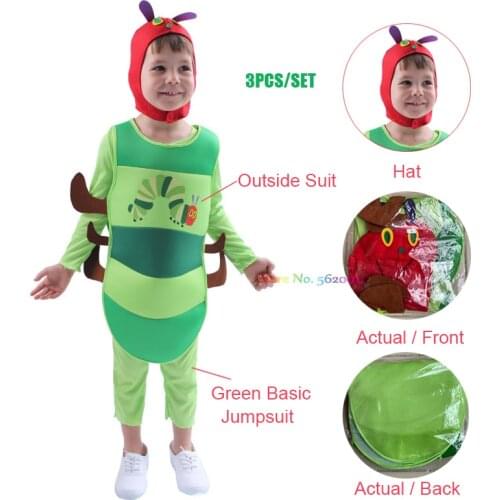 Kid Cartoon Animals Insect Caterpillar Costumes Boys Girls Party Role Play Dress Up Suit Halloween Cosplay Costume Child Outfit