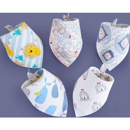 5 Pcs/Set Soft Cotton Baby Bibs Cute Cartoon Print Newborn Infant Bib Triangle Scarf Baby Boy Girl Saliva Towel Bandana Bibs
