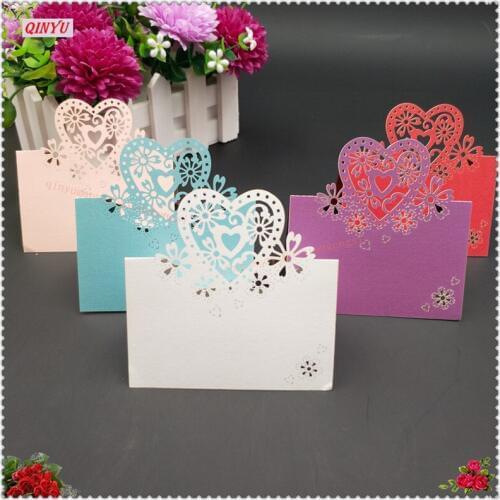 Elegant Hollow Love and Flowers Form Color Laser Cut Place Cards Decoration Party Table Name Place Cards Seating Decoration 9Z