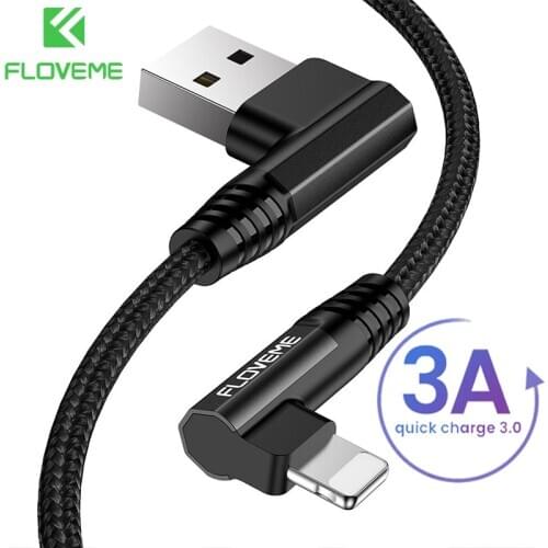 FLOVEME 90 Degree Elbow USB Cable 3A Micro USB Type-C Cabo For Samsung S20 Note 20 Game Braid USB C Fast Charging Cord Data Wire