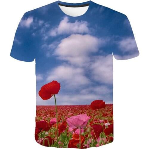 Beautiful Flowers graphic t shirts New Summer Casual Personality 3D Print T-shirt Fashion Floral Pattern short sleeve t-shirts