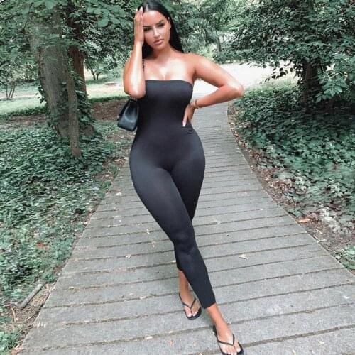 IR-CKERT 2021 Women Fashion Casual Wrap Chest Sporty Jumpsuits Bodycon One Piece Outfit Strapless Athleisure Loungewear Overalls