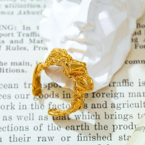 Fashion Creative Irregular Pleated Ring For Women Punk Personality 18K Plated Opening Adjustable Rings Party Jewelry Accessories