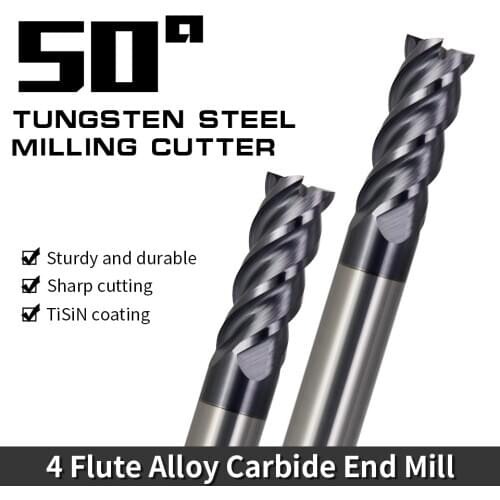 HRC50 Carbide End Mill Face Milling Cutting Tools Alloy Tungsten Steel Milling Cutters 8mm 6mm 10mm 4mm EndMills For CNC Machine