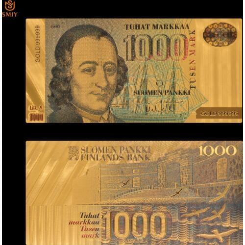 24k Gold Finland 1000 Euros Replica Fake Money Perfect European Banknote Paper Collection Gift