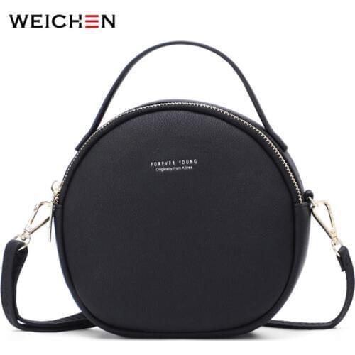 WEICHEN NEW Circular Design Women Shoulder Bag Leather Crossbody Messenger Bags Female Round Bolsa Fashion Ladies Handbag