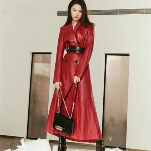 2020 Long Genuine Leather Jacket Women 100% Sheepskin Coat Spring Autumn Windbreaker Slim Womens Leather Jackets WJ265 KJ5582