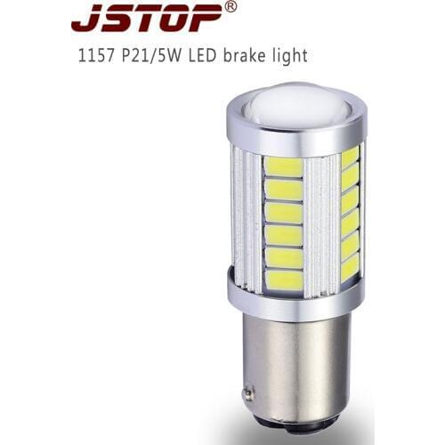 JSTOP feux de freinage P21/5W led T20 light 12V/24V stop lamp BAY15D white 5730SMD Canbus bulbs 1157 autolight car Brake Lights