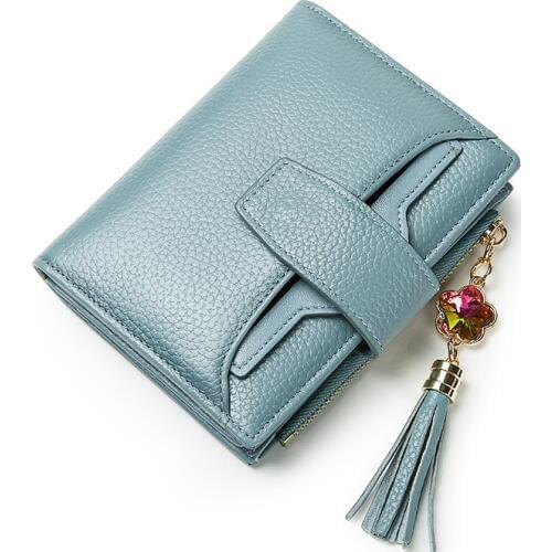 2019 Hot Women Wallet Lady Genuine Leather Faux Jewels Tassel Purse Girls Multifunctional Fashion Hasp Card Package billfold Bag