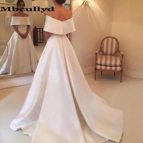 Mbcullyd Gorgeous Boat Neck Wedding Dresses Long 2020 Formal Off Shoulder African Bridal Dress Cheap Backless Vestido De Noiva