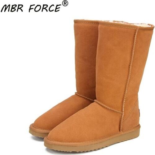 MBR FORCE Genuine leather Fur Snow boots women Top High quality Australia Boots Winter Boots for women Warm Botas Mujer