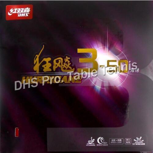 DHS Hurricane 3-50 pips in Table Tennis Rubber With Sponge for pingpong