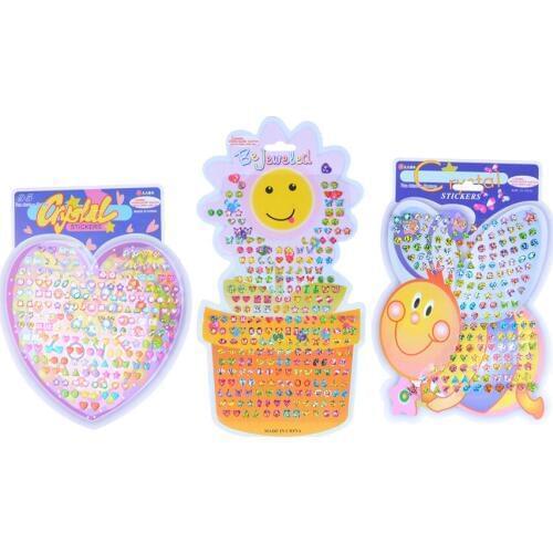 1Sheet PVC Earring Cartoon Reward Crystal Stickers Children Boy Girl Stickers Ear Reward Stick Kindergarten Face Stickers