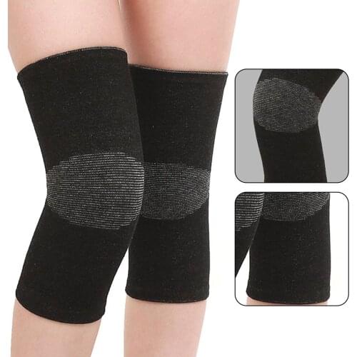 Kneepad Knitted Bamboo Charcoal Four Side Bounce Fitness Exercise Running Middle Aged Keep Warm Knee Pad