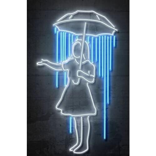 Neon Sign Nola Girl With Umbrella rain Beer bar club Lamp love resterant light Neon Beer Signs Windows Garage Wall Sign Bar Neon