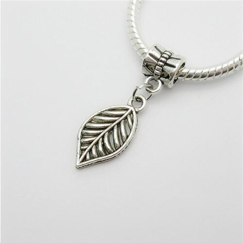 New 25pcs tree leaf charm Big Hole bead European Pendant fit for Pandora style Bracelets Necklace DIY Metal Jewelry Making 1