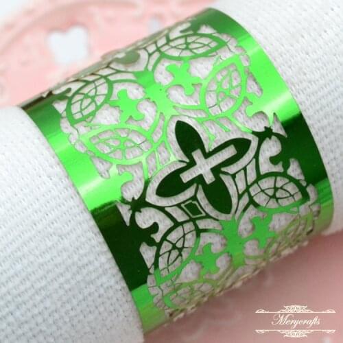 NP04 Wholesale dinner decoration shiny paper wedding laser cut napkin rings