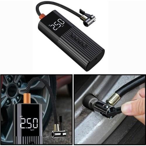Portable Mini Air Compressor HandHeld Car Tire Air Inflator Tire Pump With LED Light Digital LCD Display For Bicycle Motorcycle