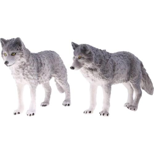 2 pcs Realistic Hunting Wolf Model, Animal Action Figures Science & Nature Toys for Children
