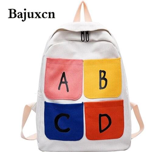 Luxury brand Backpack Women white canvas Shoulder Bag School Bags for Teenage Girls Light Ladies Travel Backpack mochila femini