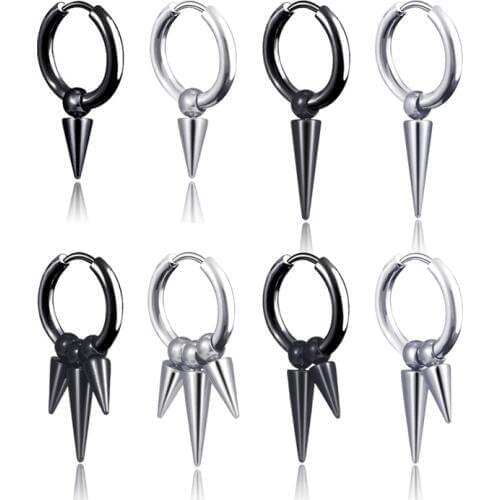 1 Pair 2pc Black Titanium Steel Arrow Vertebral Tip Stud Earrings for Men Punk Jewelry Drop Shipping