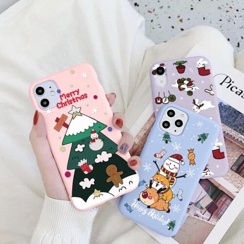 Phone Case For iPhone 13 Case 12 11 Pro SE 2020 X XR XS MAX 10 8 6 6S 7 Plus 13 Mini Merry Christmas Snowman Silicone Back Cover