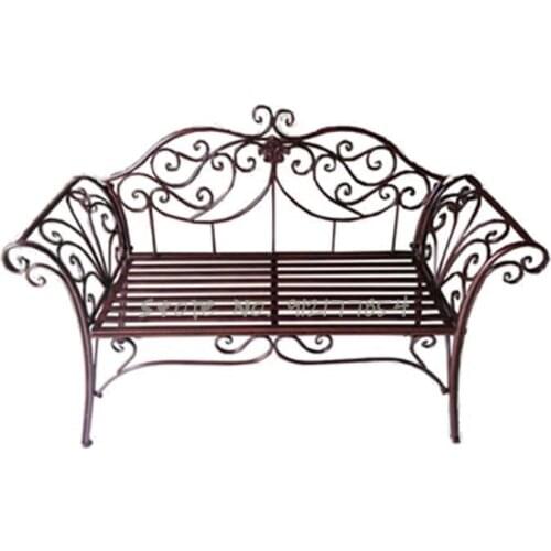 Balcony benches, double chairs, park chairs, European-style golden strong iron sofa chairs, indoor and outdoor leisure small cof