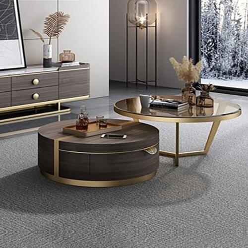 Nordic light luxury oval marble coffee table TV cabinet combination after modern minimalist living room small apartment