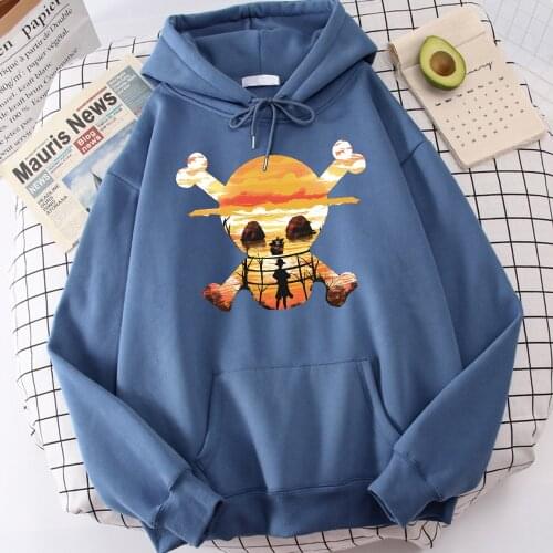 Straw Hat Man Crewneck Hoodies Men Autumn New Loose Thicken Clothes Japan Harajuku Anime Hoodie Fashion Printing Pullovers