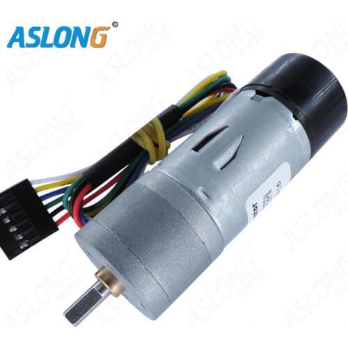 High quality low cost JGA25-370B carbon brushed 4mm shaft diameter dc gear motor with encoder with gearbox reduction ASLONG